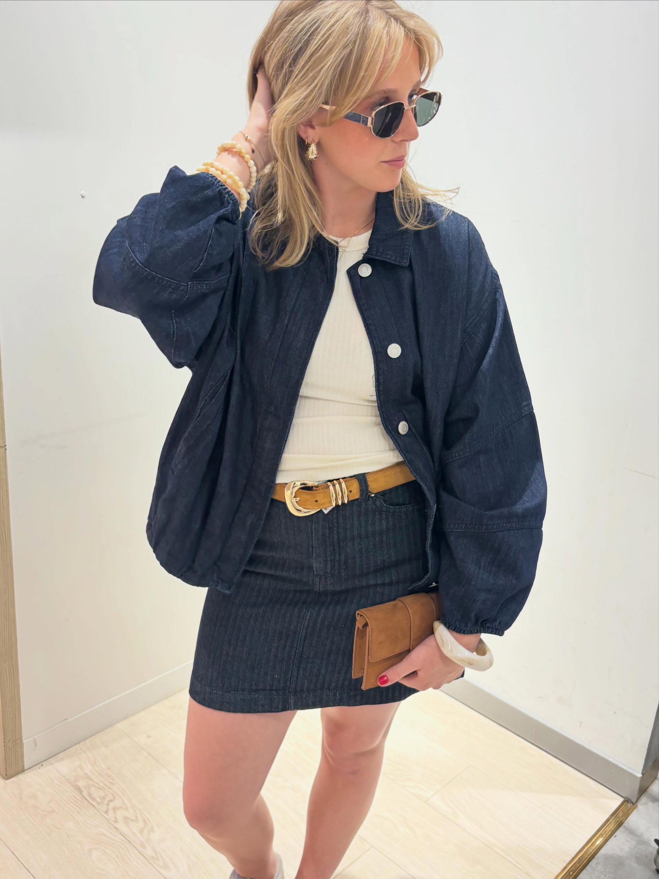 Blousonjacka i denim - Mörk denim - 7