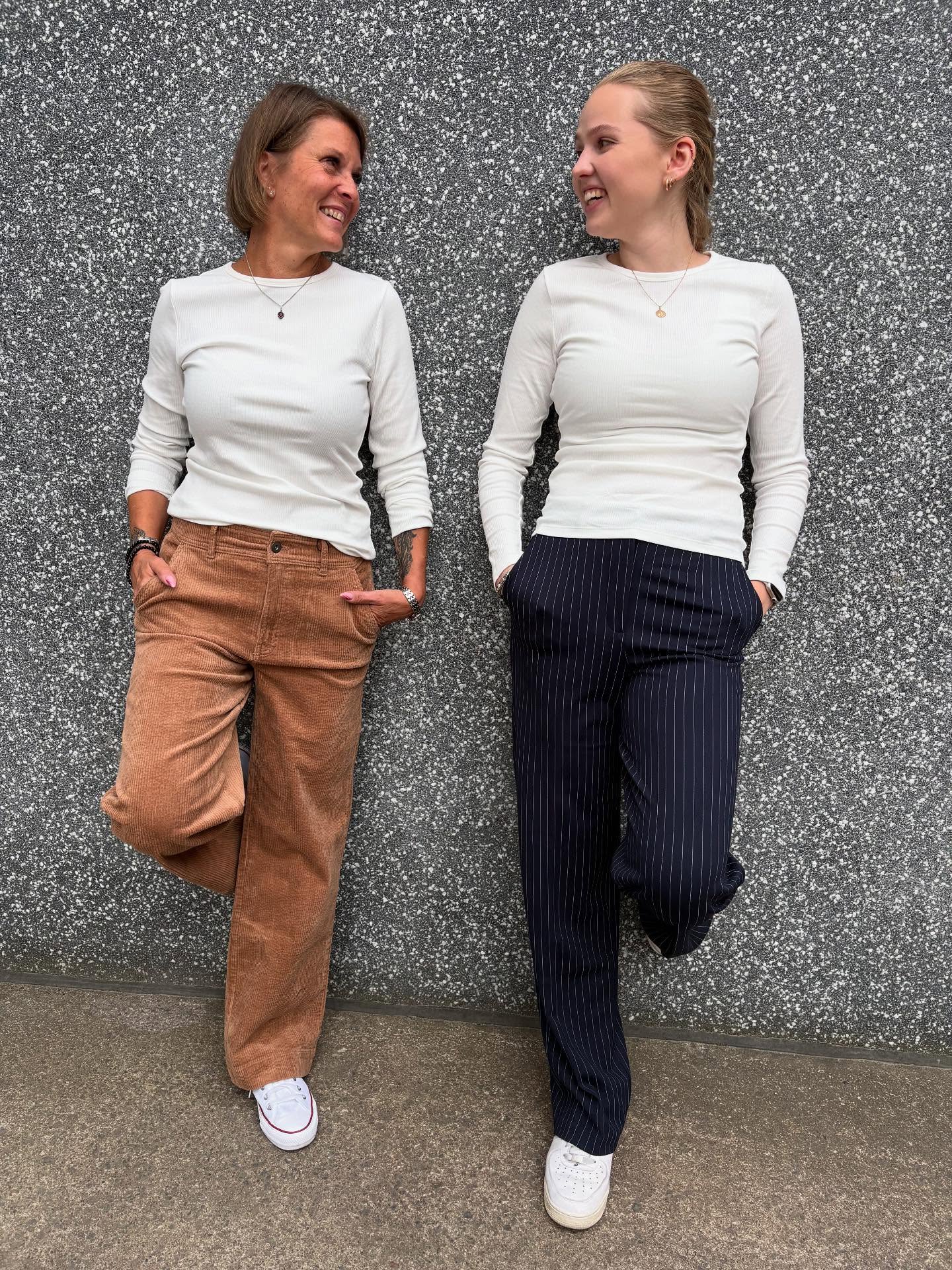 Ribbad långärmad topp - Offwhite - 5