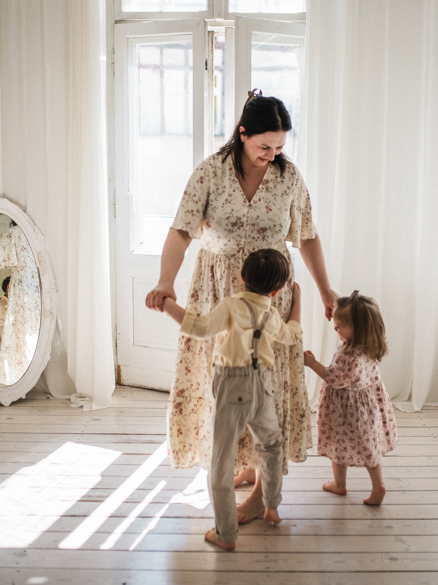 Vävda byxor med hängslen - Beige - 6