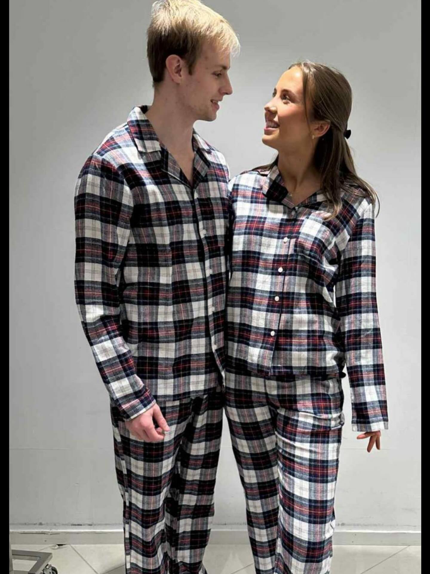 Miesten ruudullinen flanellipyjama - Tummansininen - 5