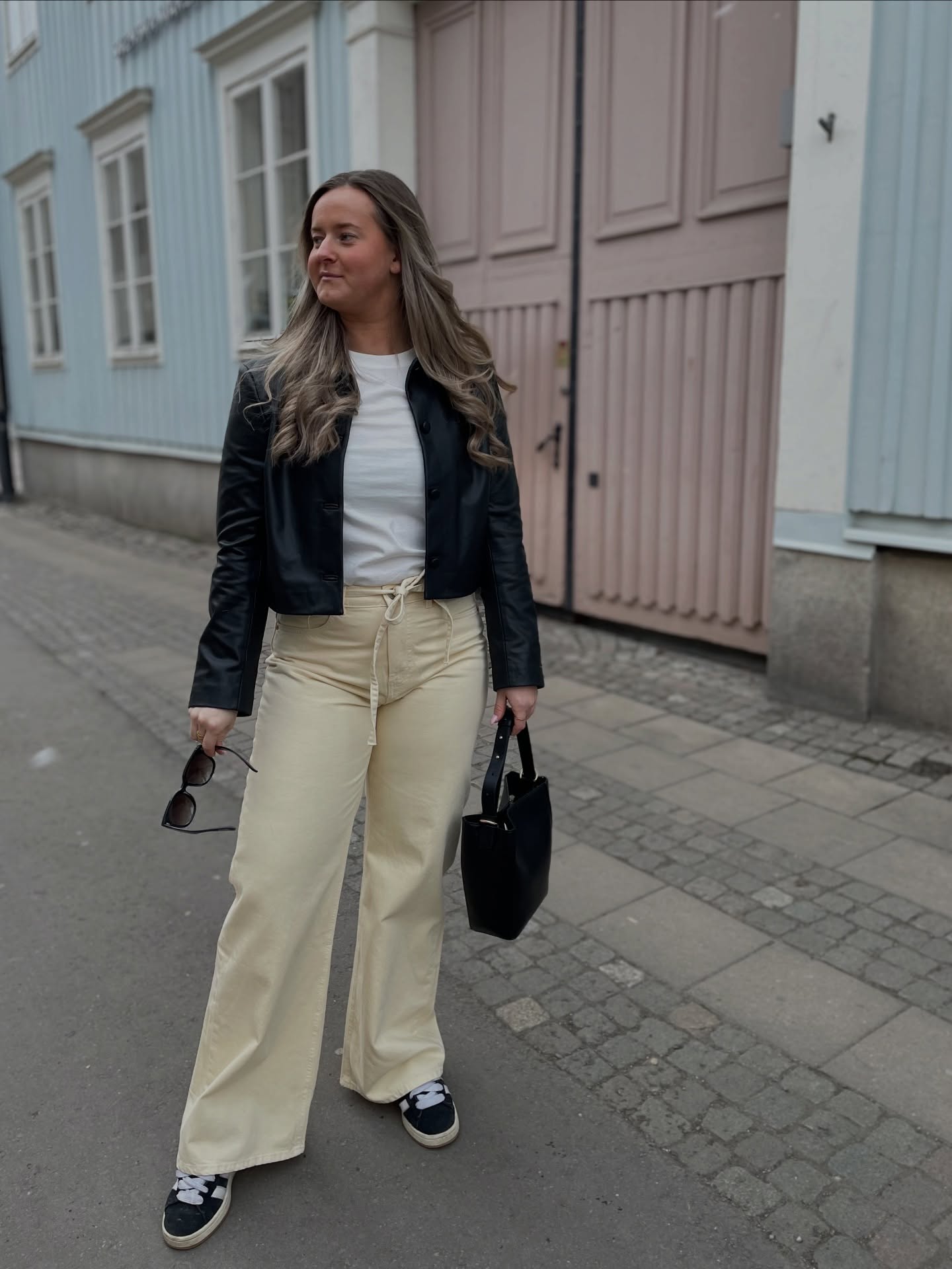 Wide jeans High waist - Ljusgul - 10