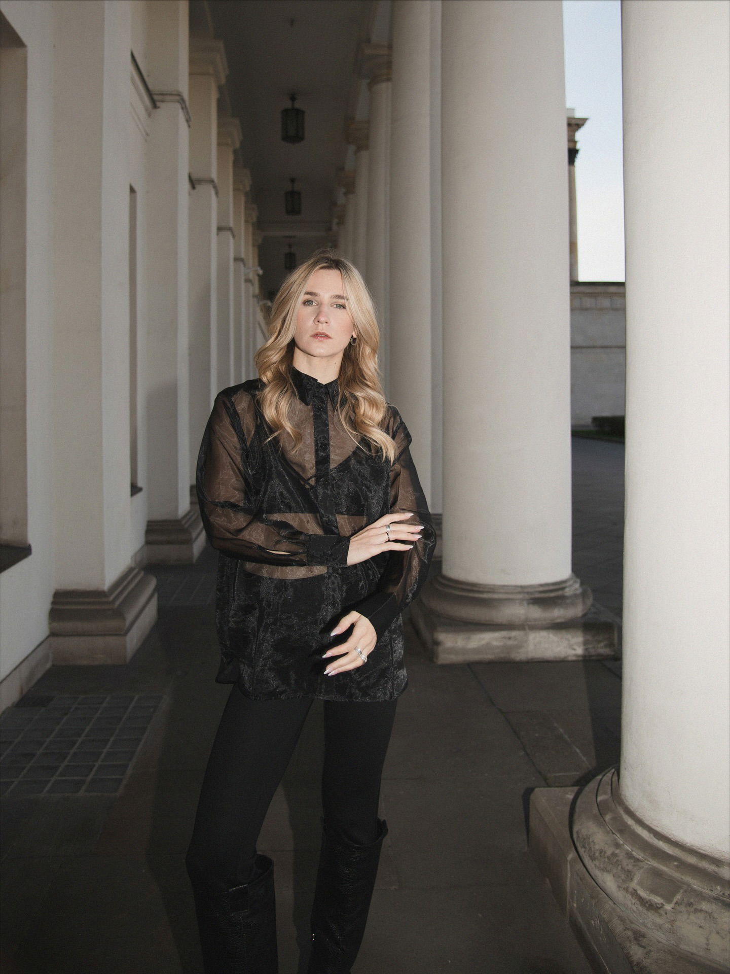 Skjorta i organza - Svart - 7