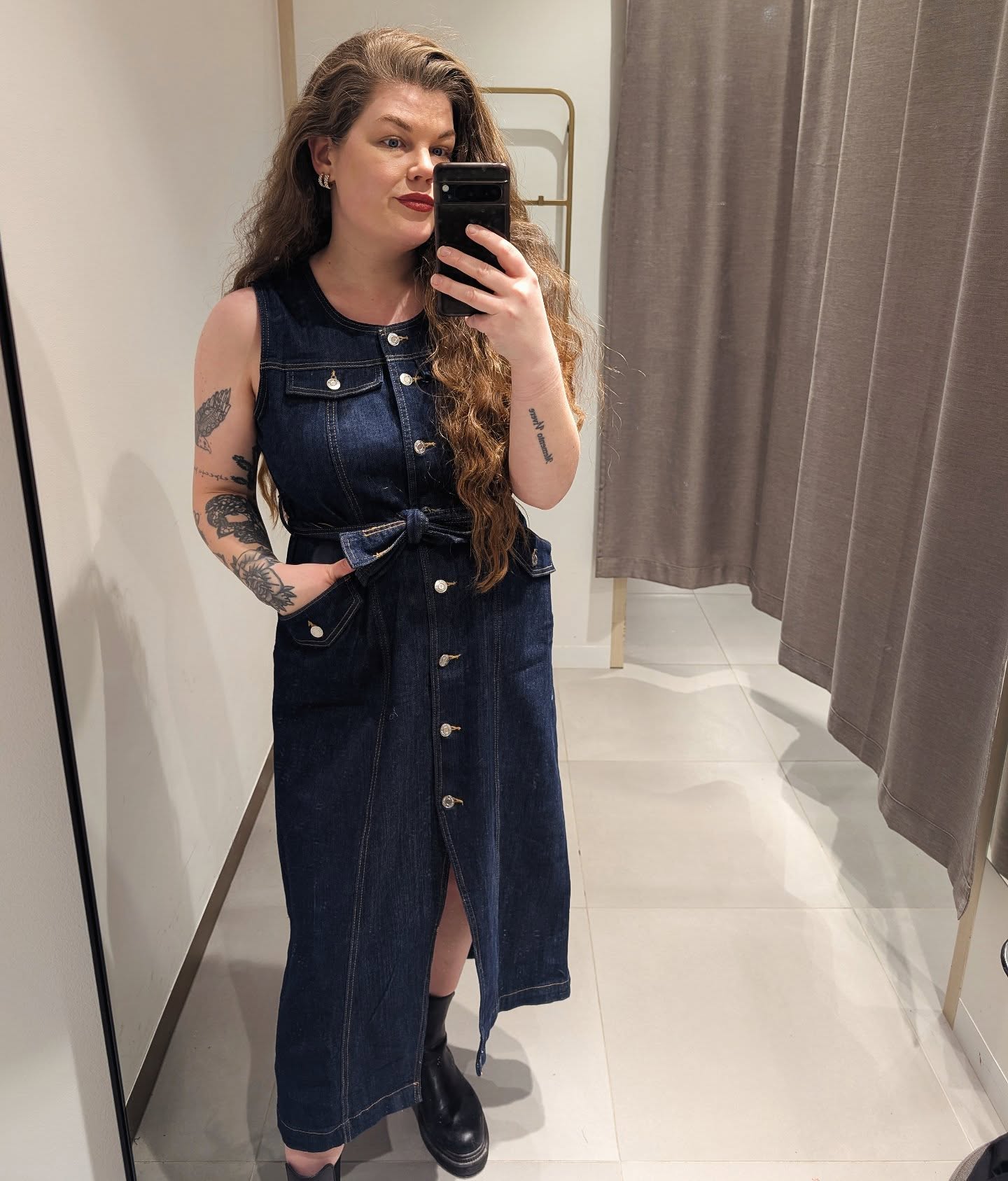 Ärmlös jeansklänning - Mörk denim - 8