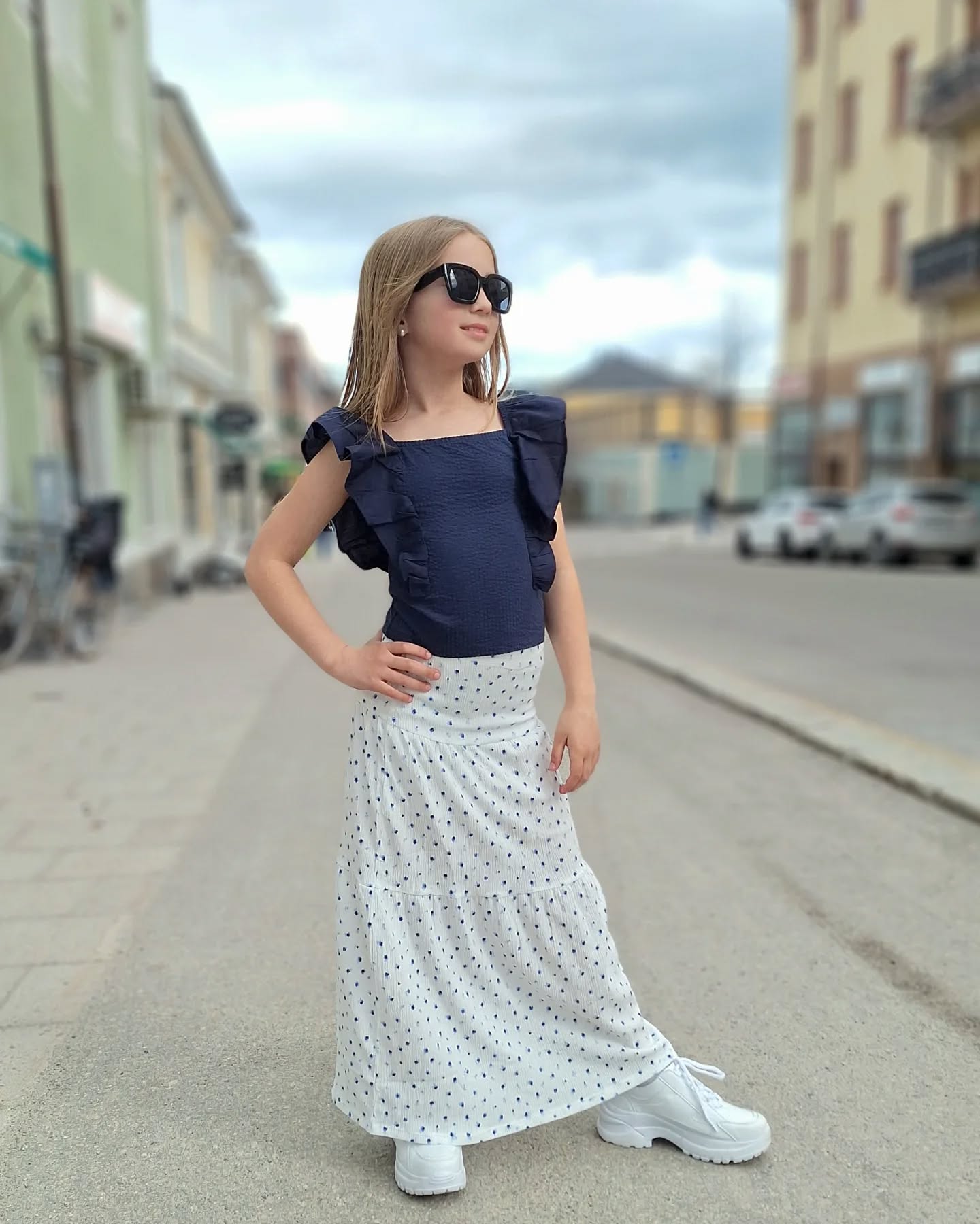 Blomstrete maxiskjørt - Hvit - 6