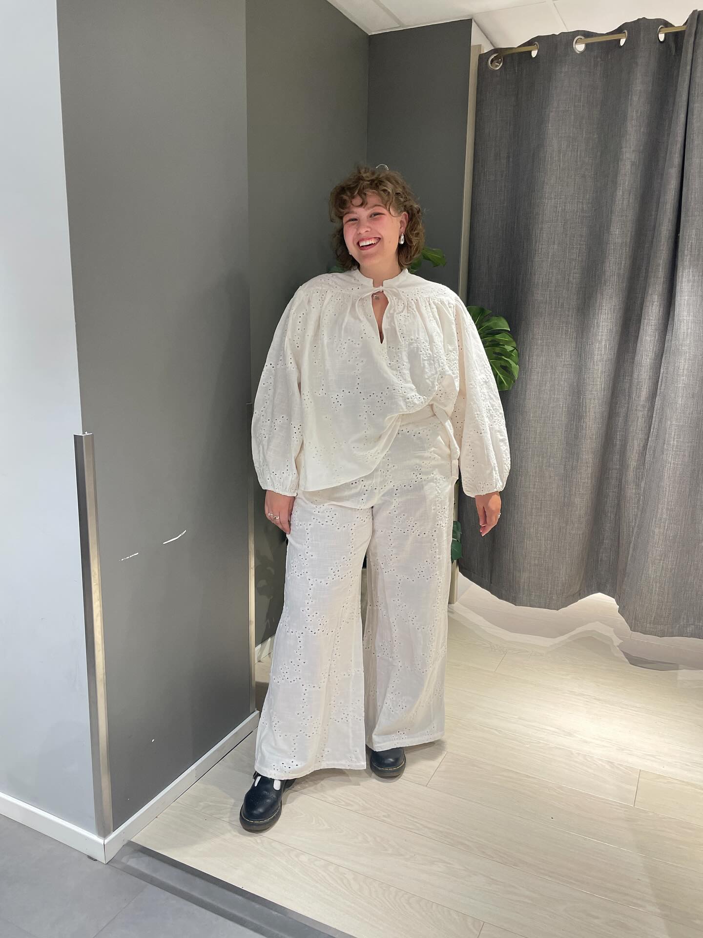 Brodert bukse - Hvit - 6