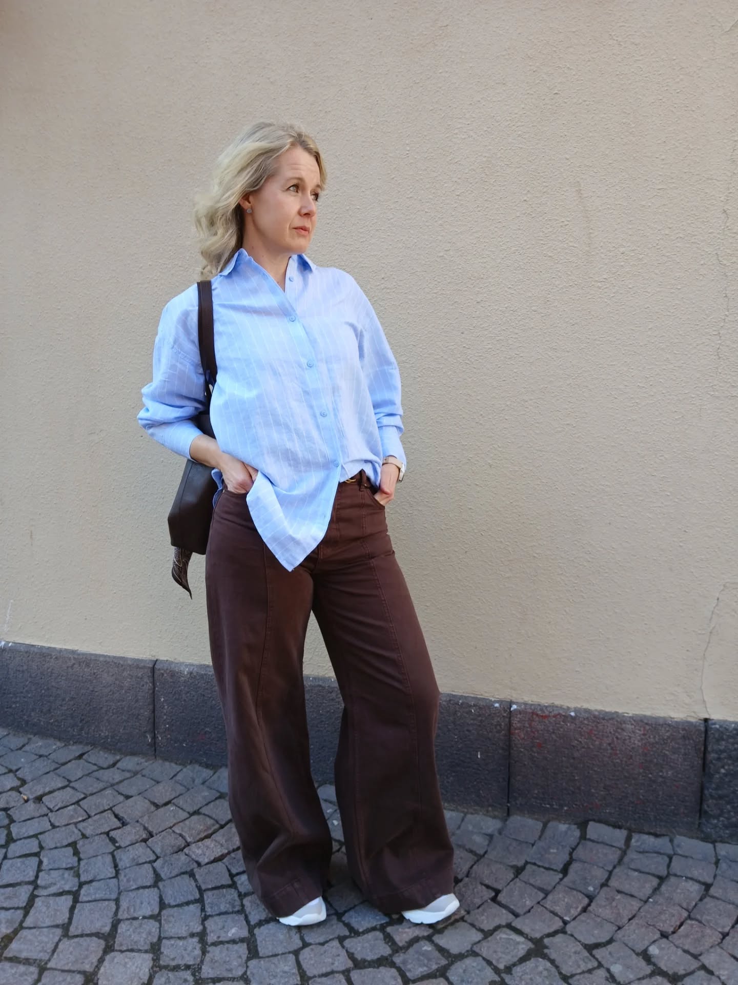 Pellavasekoitetta oleva kauluspaita - Vaaleansininen - 6