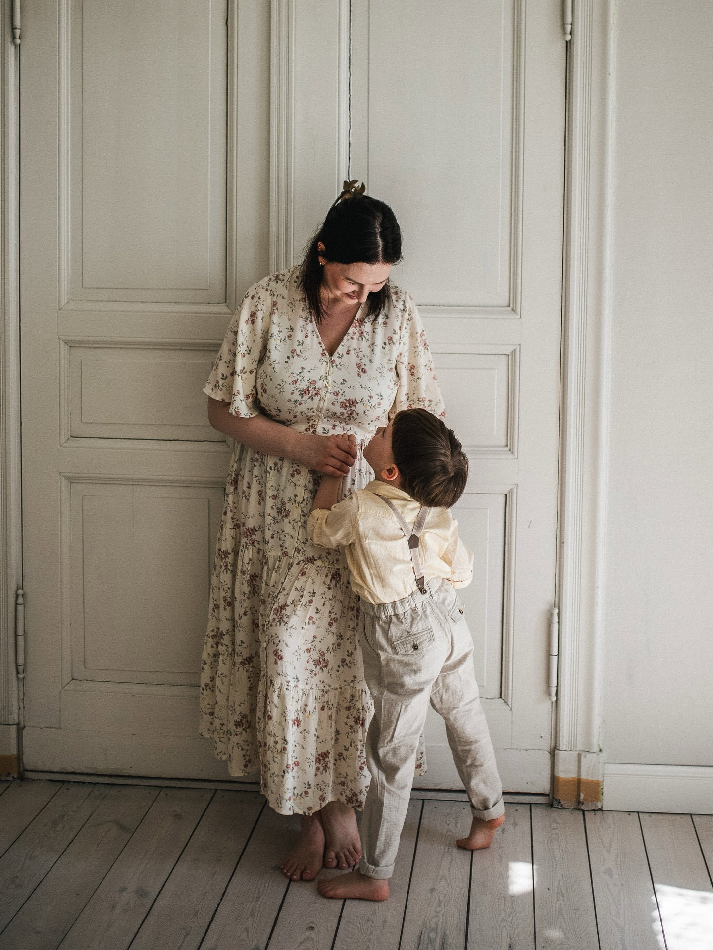 Vävda byxor med hängslen - Beige - 7