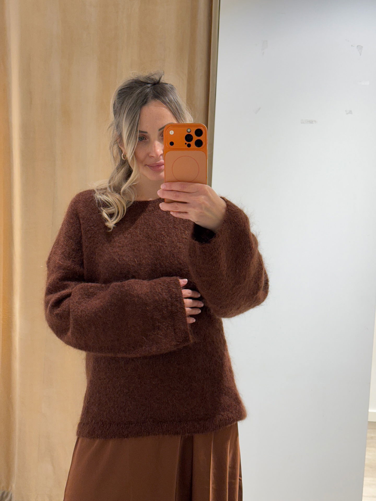 Strikkegenser i mohairblanding - Brun - 6