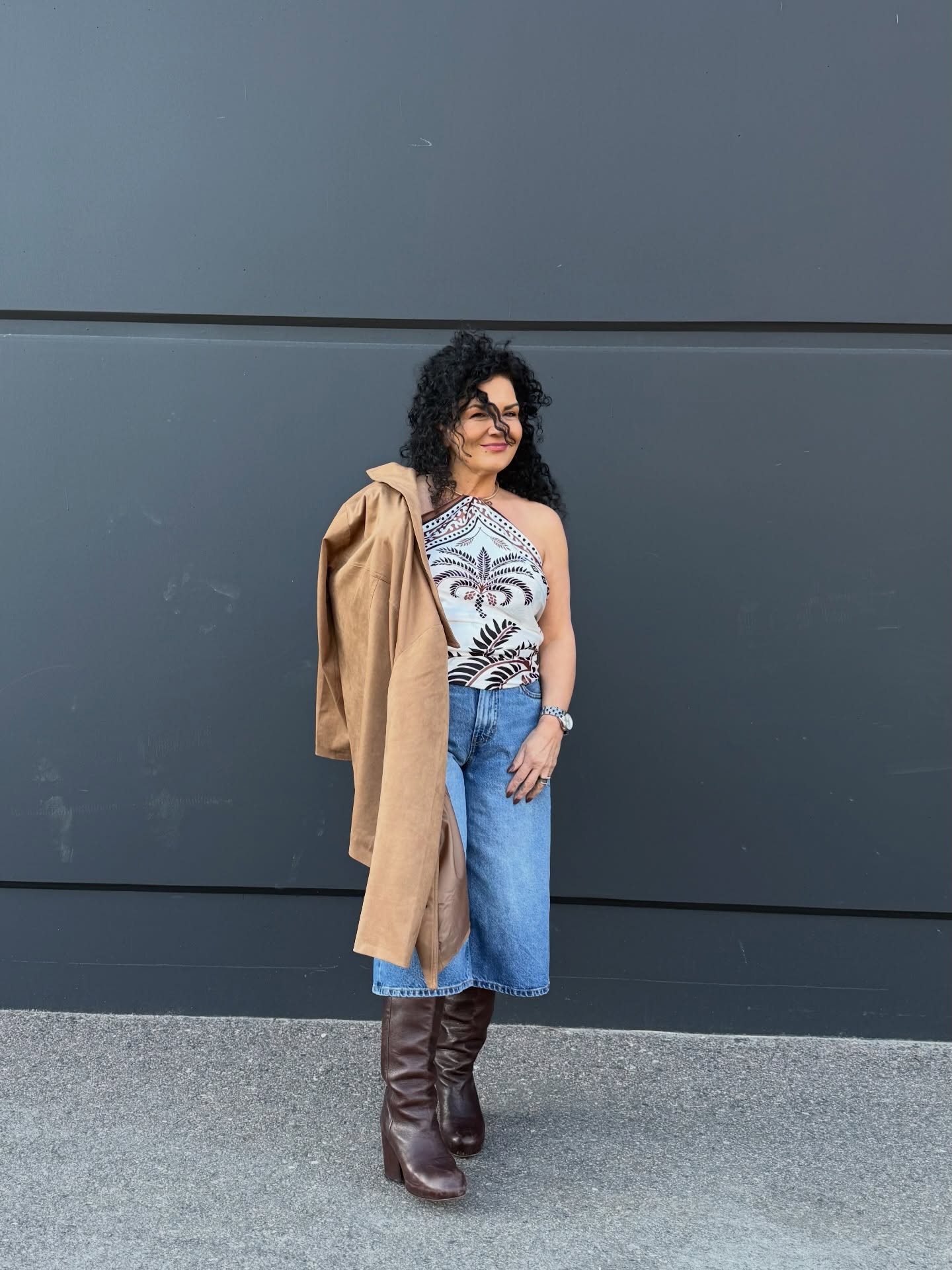 Jakke i imitert semsket skinn - Brun - 8