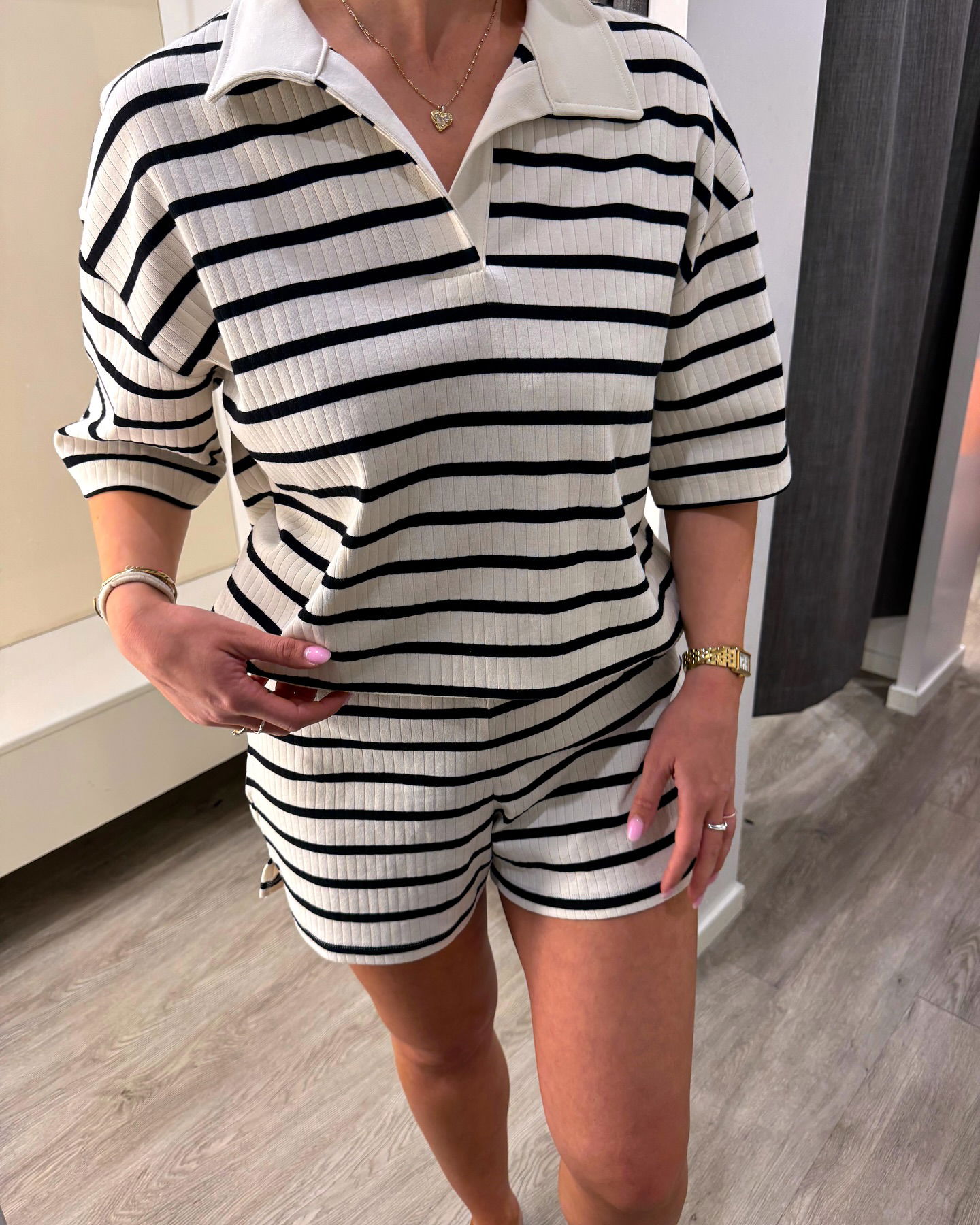Boxig topp med krage - Offwhite - 9