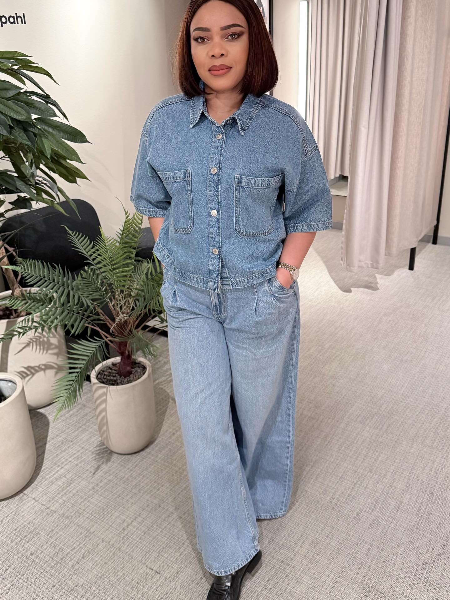 Wide jeans high waist - Vaalea denim - 8