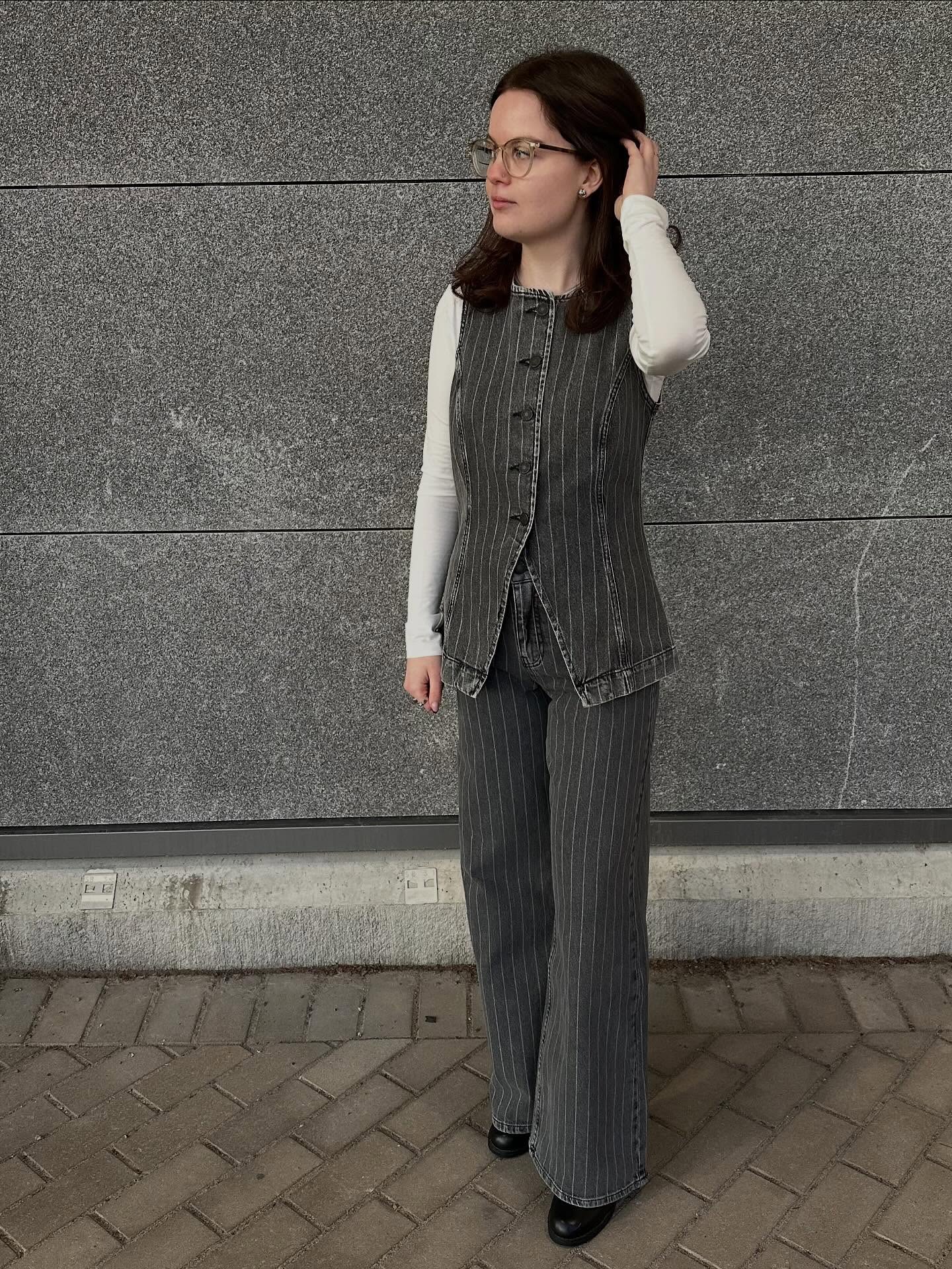 Dżinsy wide high waist - Ciemnoszary - 5