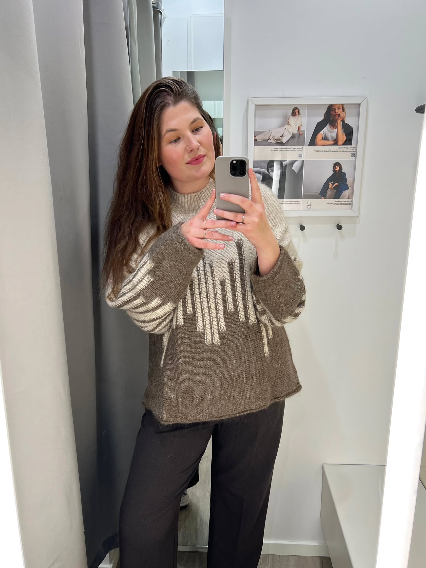 Strikkegenser i ullblanding - Brunmelert - 9