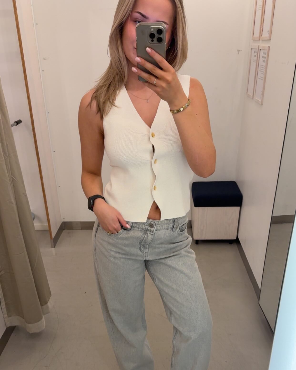 Baggy jeans mid waist - Ljusgrå - 8