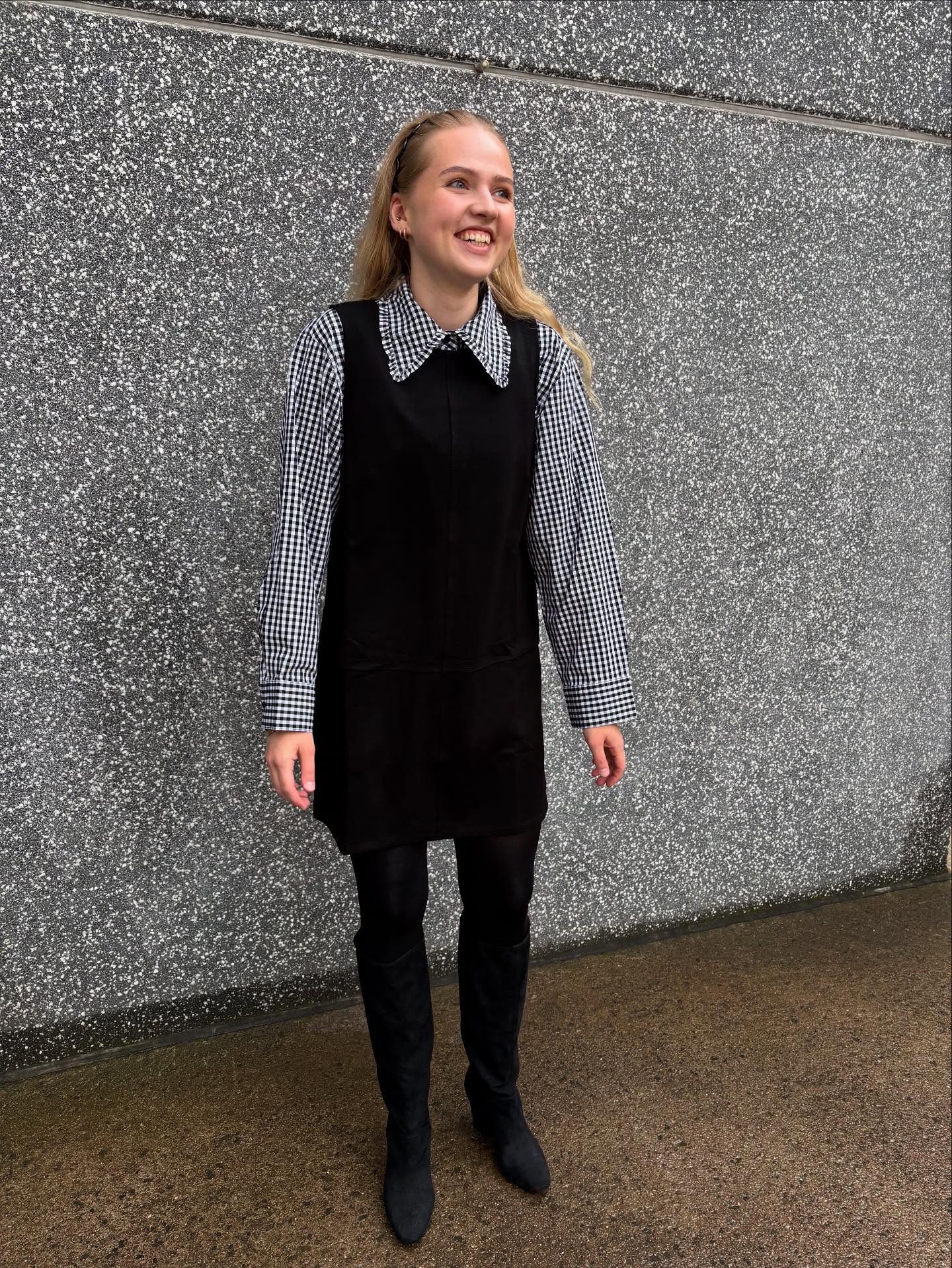 Gingham-ruudullinen paita - Musta - 8
