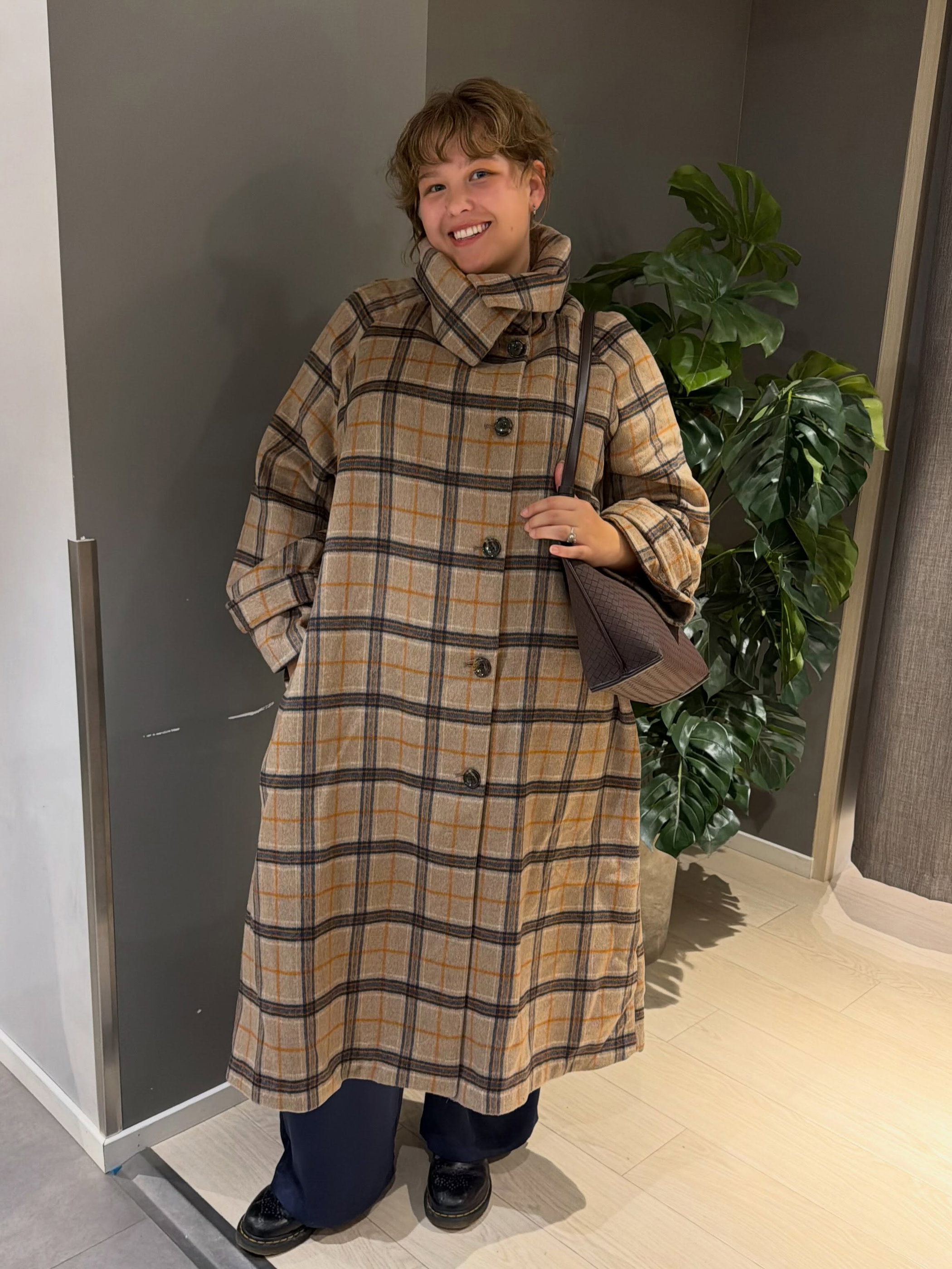 Ruudullinen takki - Beige - 7