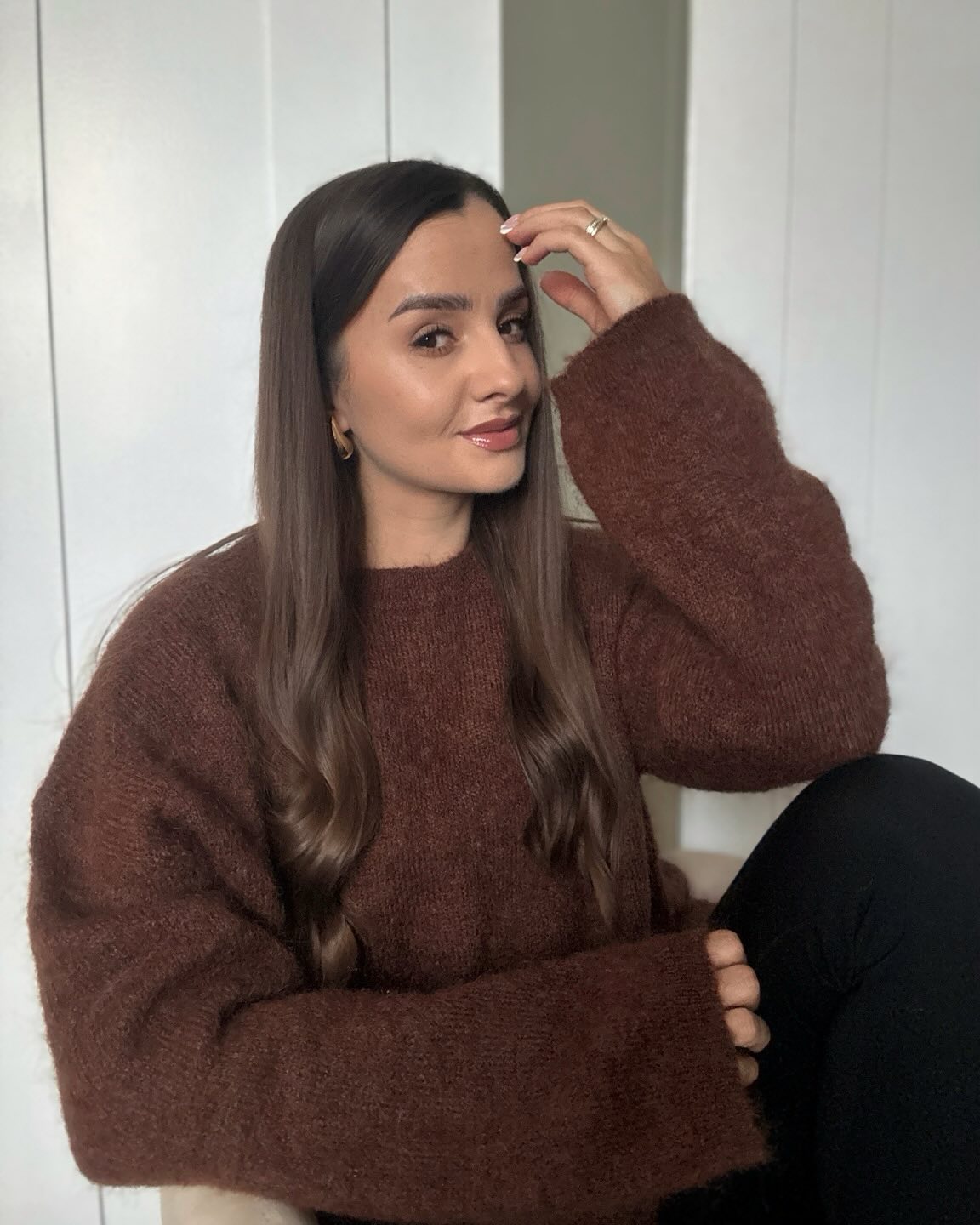 Strikkegenser i mohairblanding - Brun - 6