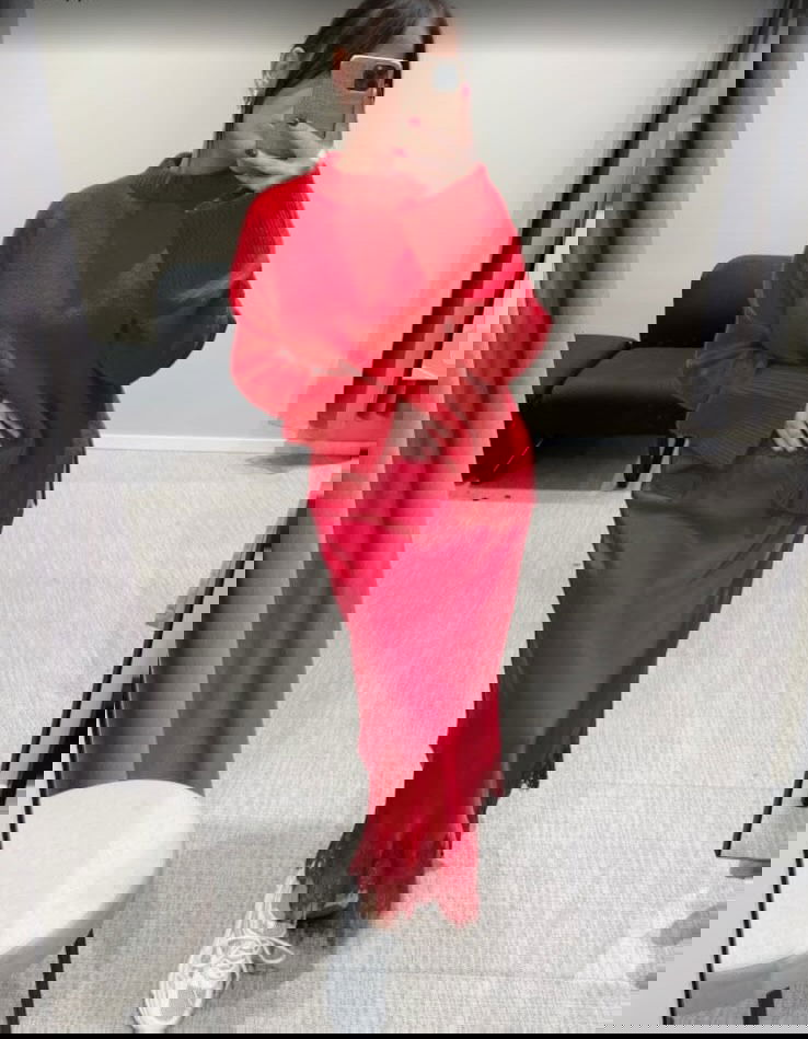 Spódnica z koronkową krawędzią - Czerwony - 8