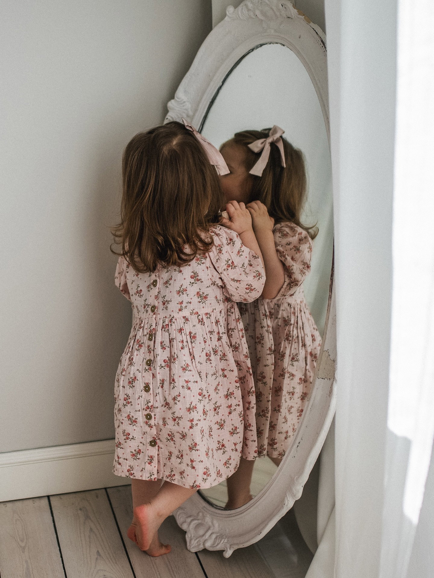 Kjole med puffermer - Lyserosa - 7