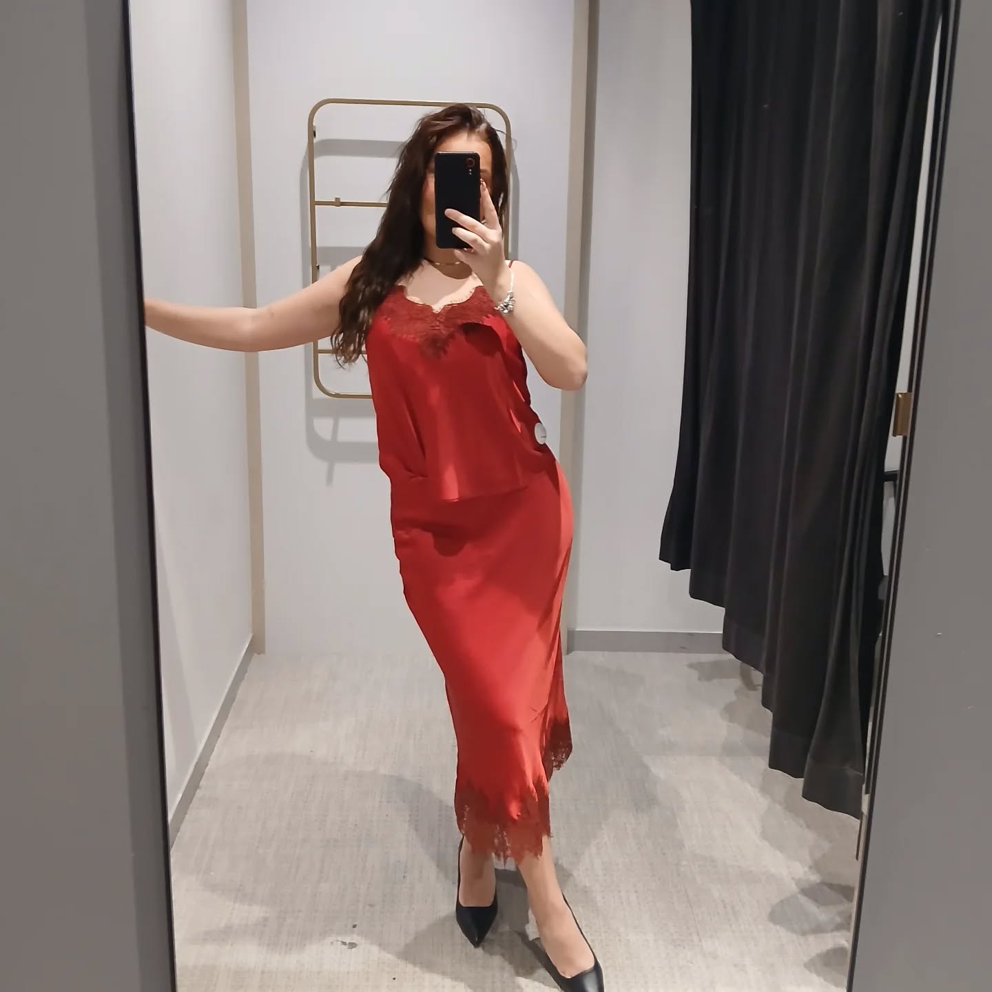 Spódnica z koronkową krawędzią - Czerwony - 8