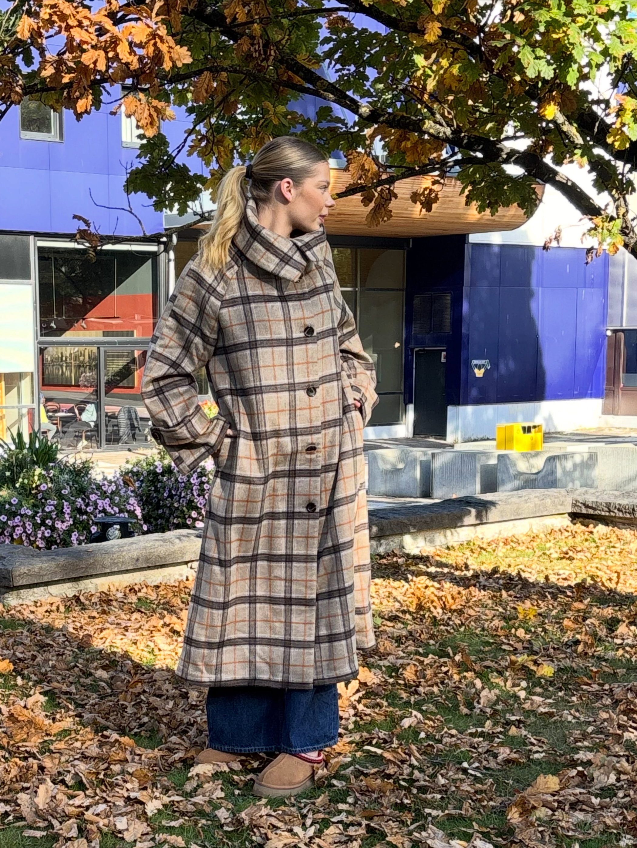 Rutete kåpe - Beige - 8