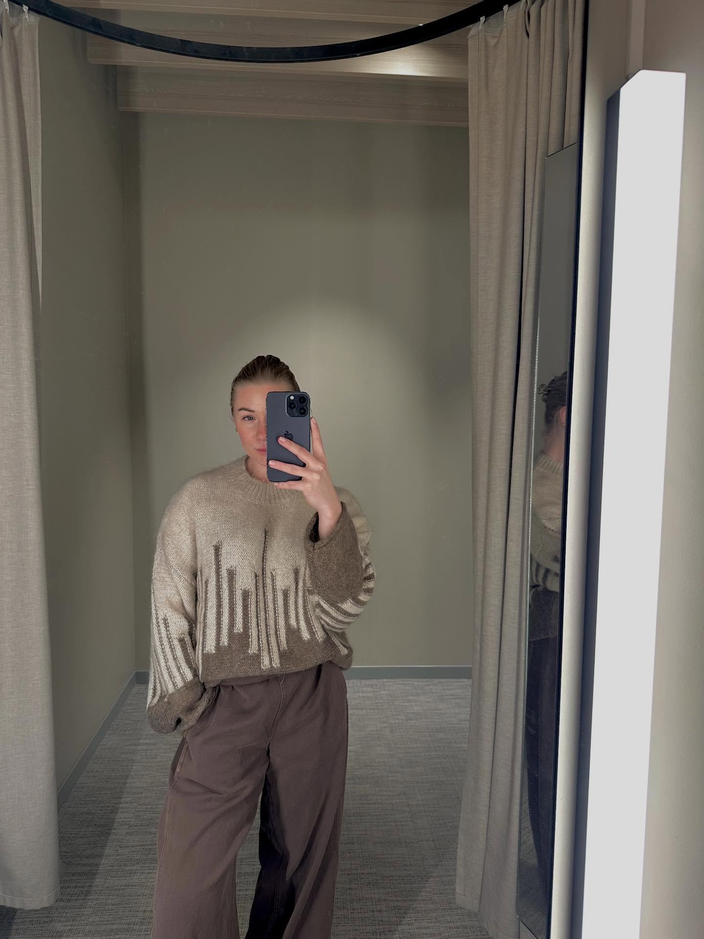 Stickad tröja i ullmix - Brunmelerad - 8