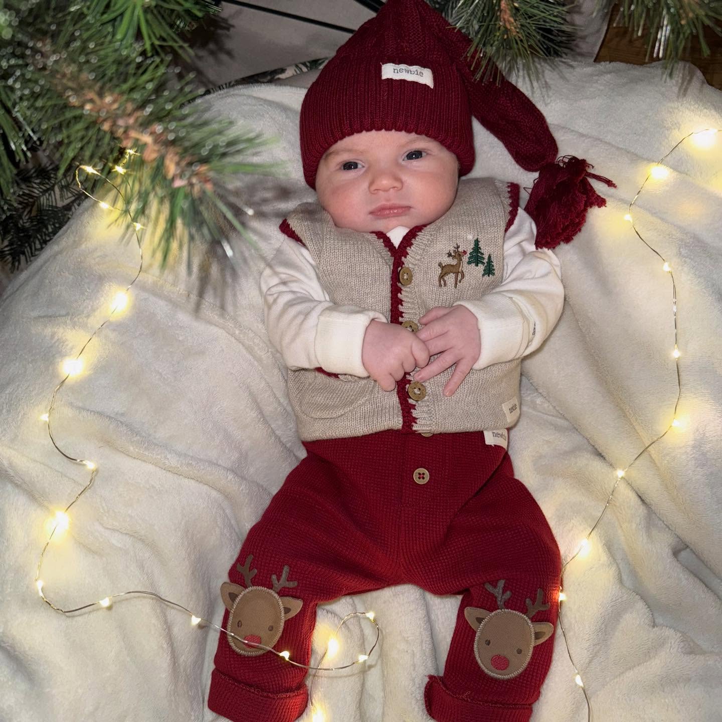 Stickad tomteluva - Röd - 3