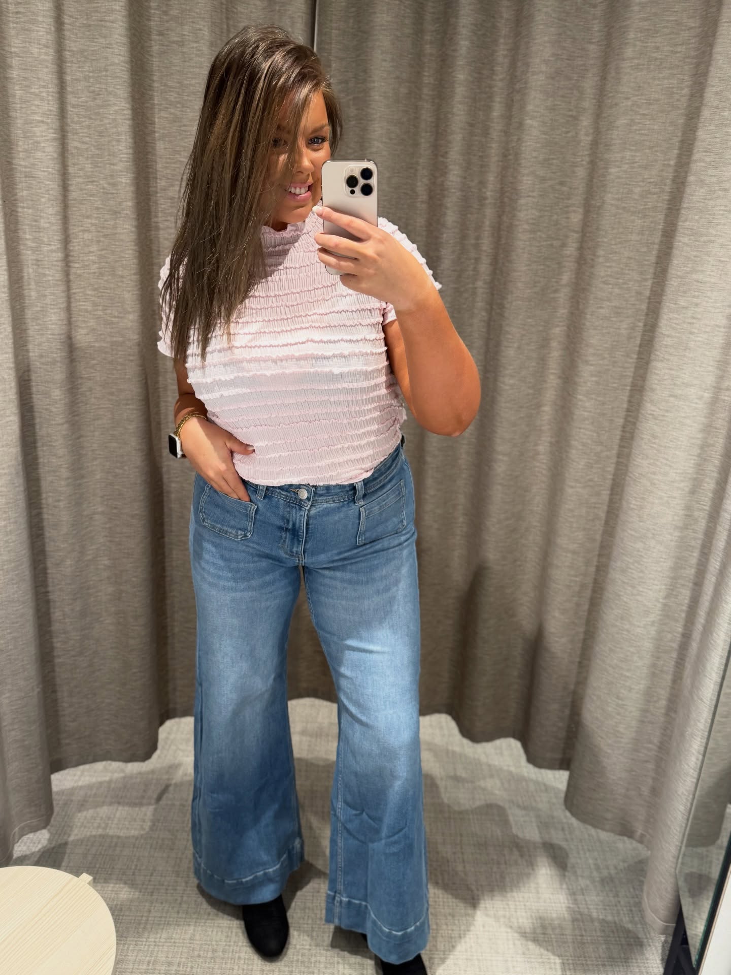 Topp med struktur - Lyserosa - 6