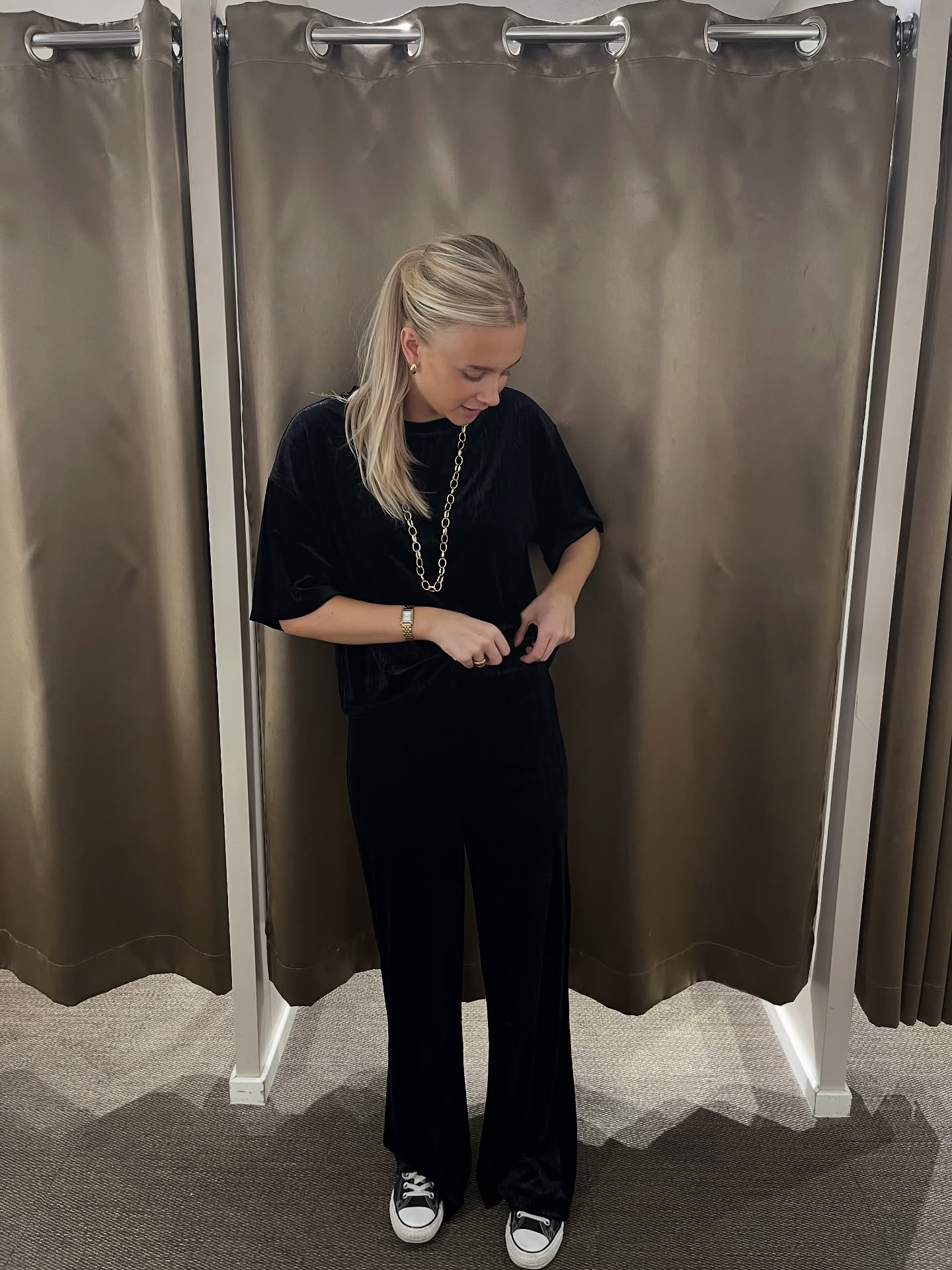 Spodnie z weluru - Czarne - 7