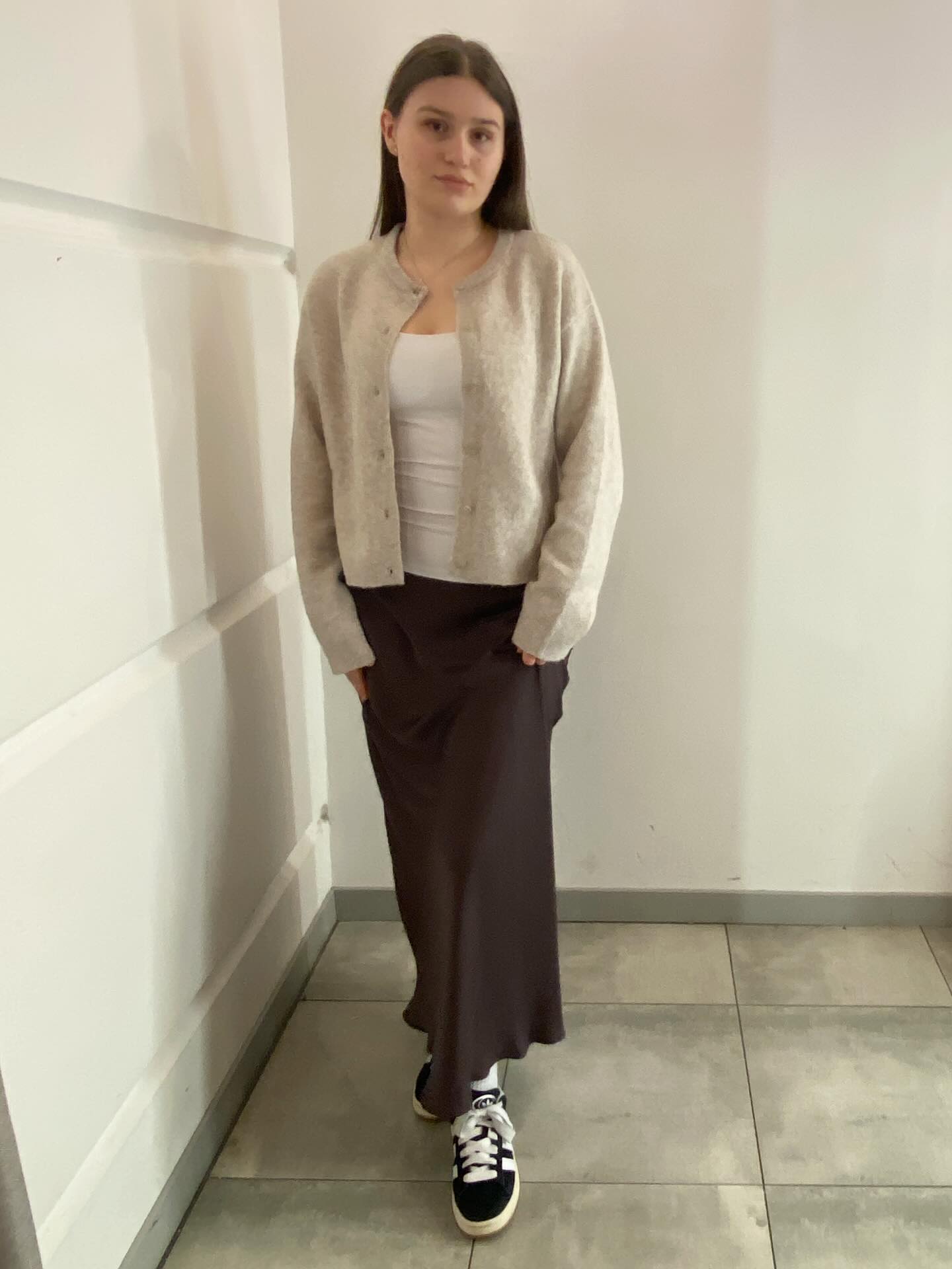 Finstickad kofta - Ljusbeige - 7