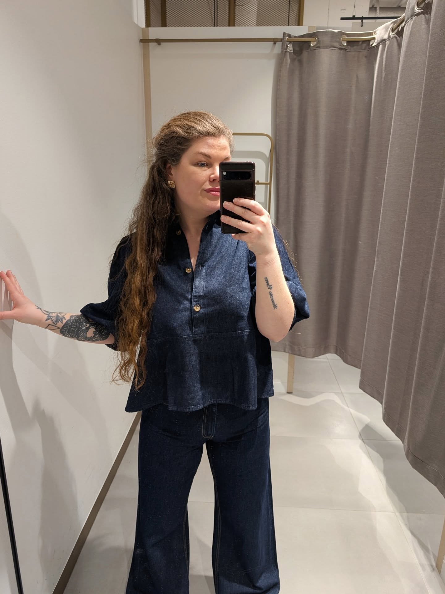 Bluse i denim - Mørk denim - 8