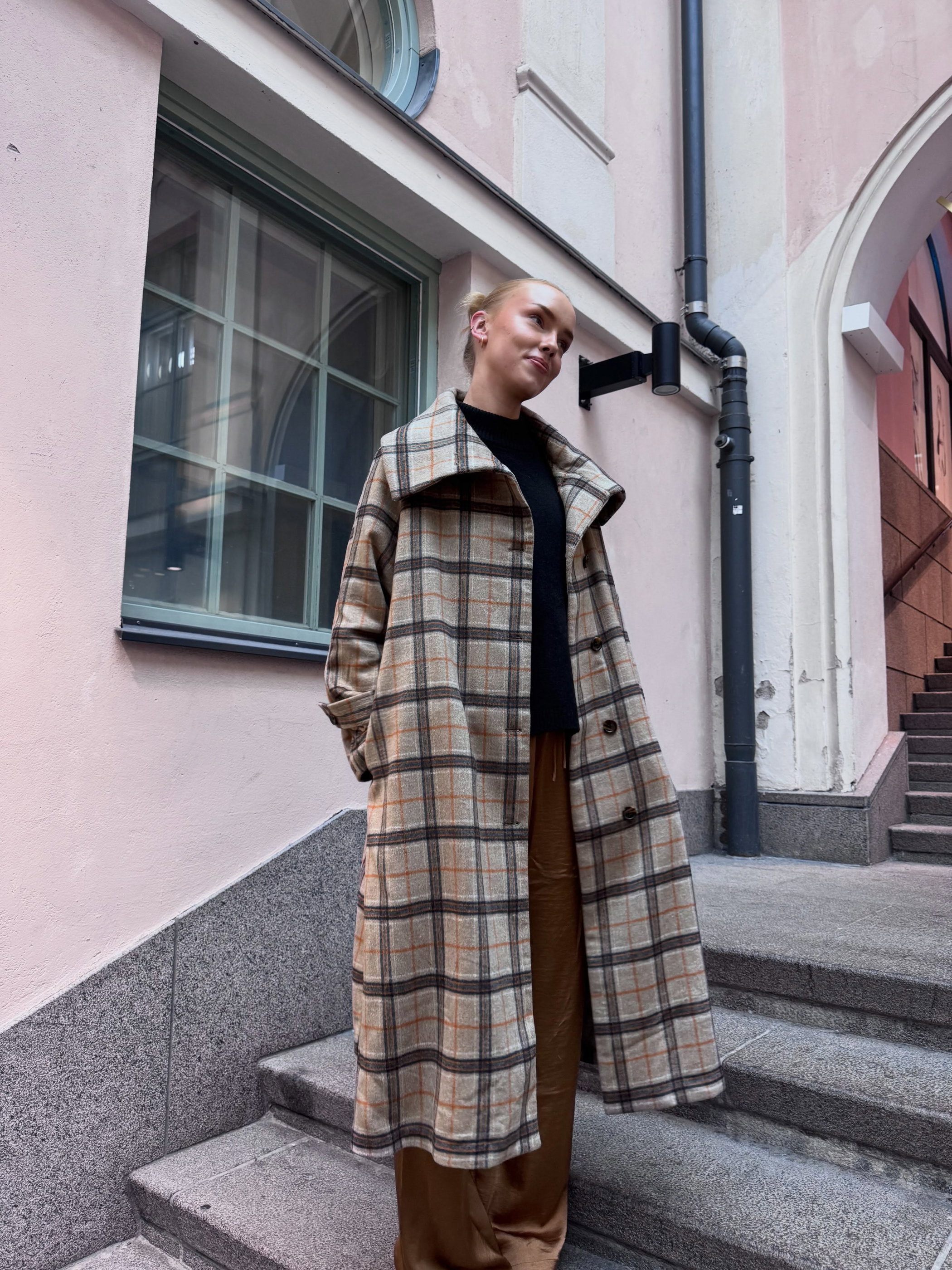 Rutete kåpe - Beige - 7