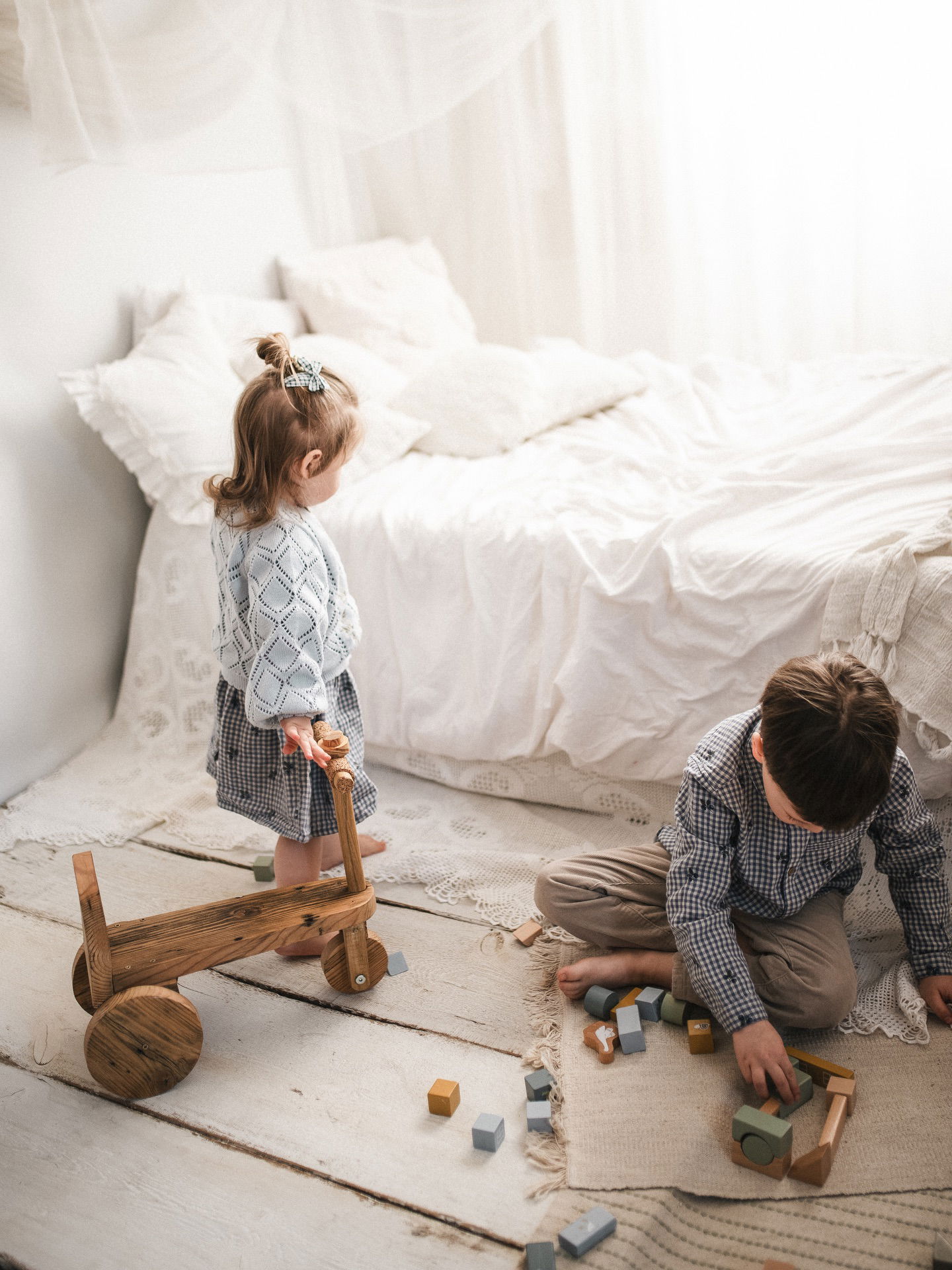 Ruudullinen kudottu mustikkakuvioinen paita - Sininen - 5