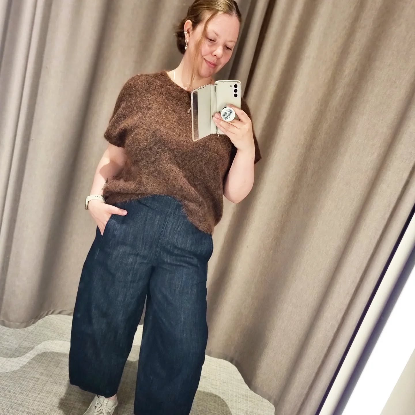 Strikket topp i mohairblanding - Brun - 8