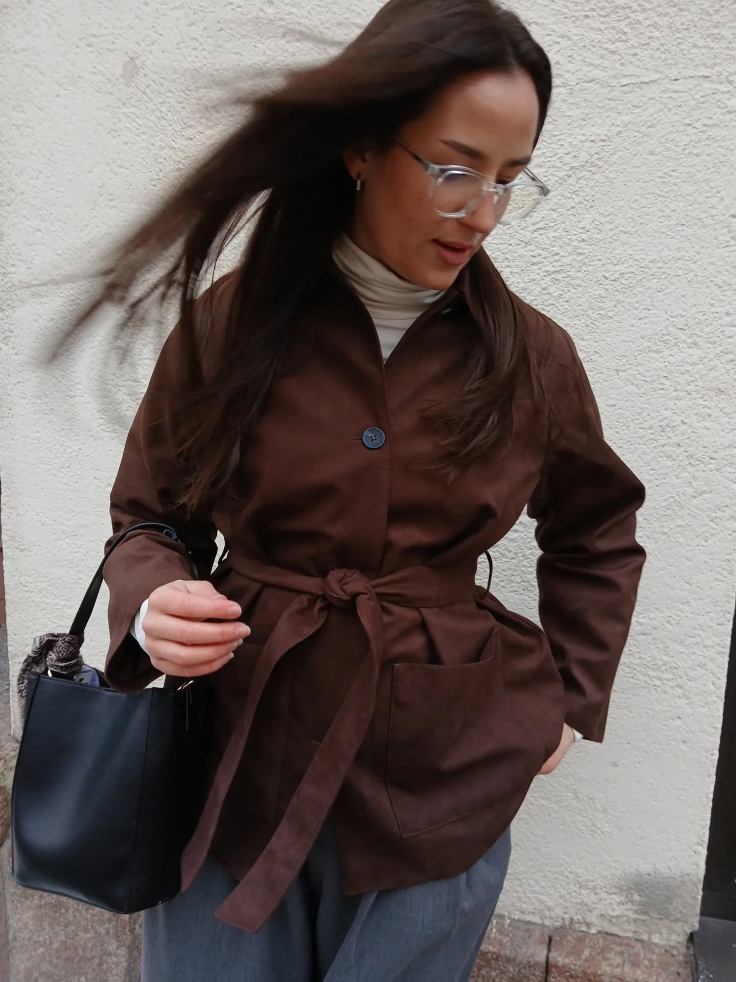 Jakke i imitert semsket skinn - Brun - 9