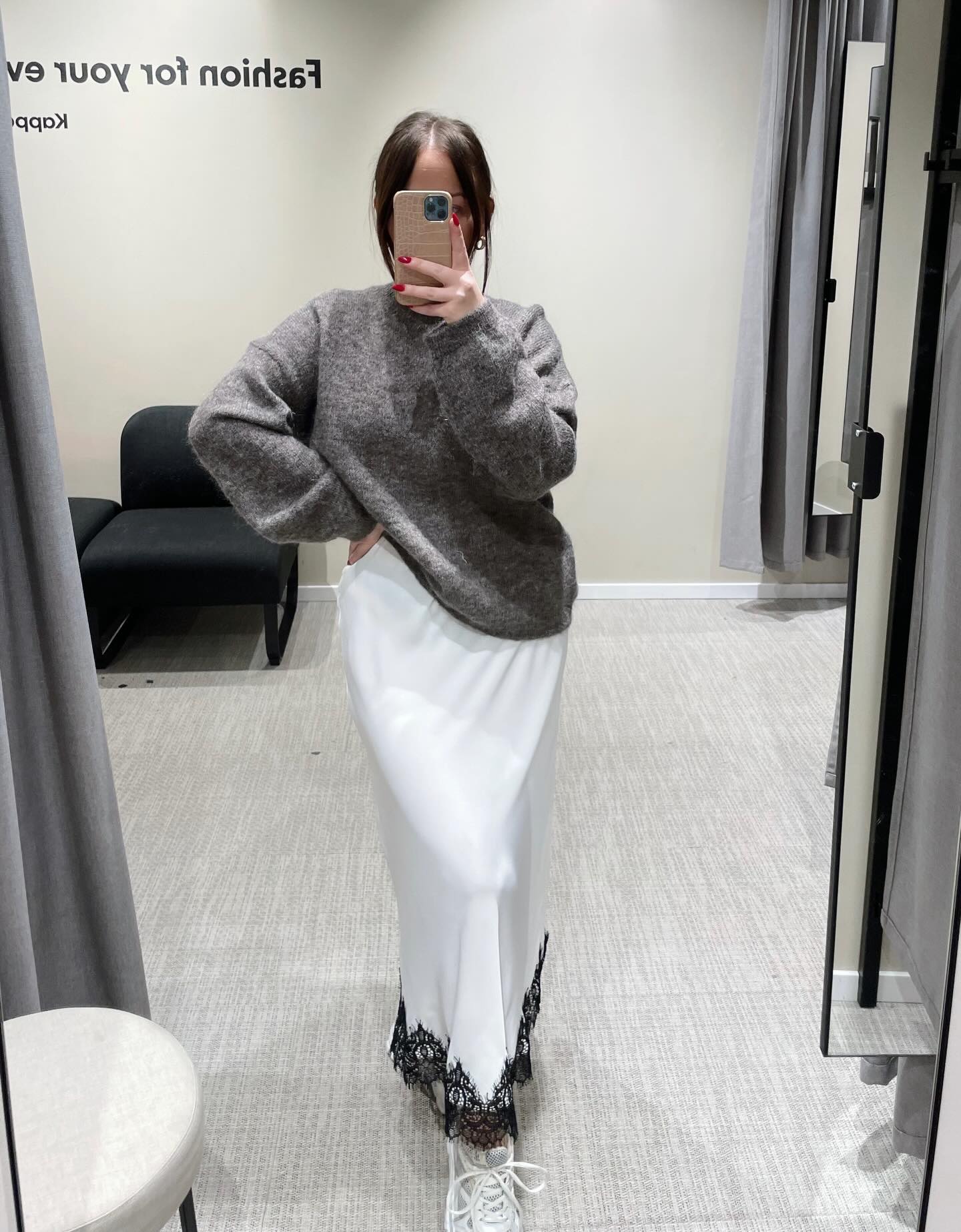 Strikkegenser i mohairblanding - Brunmelert - 6