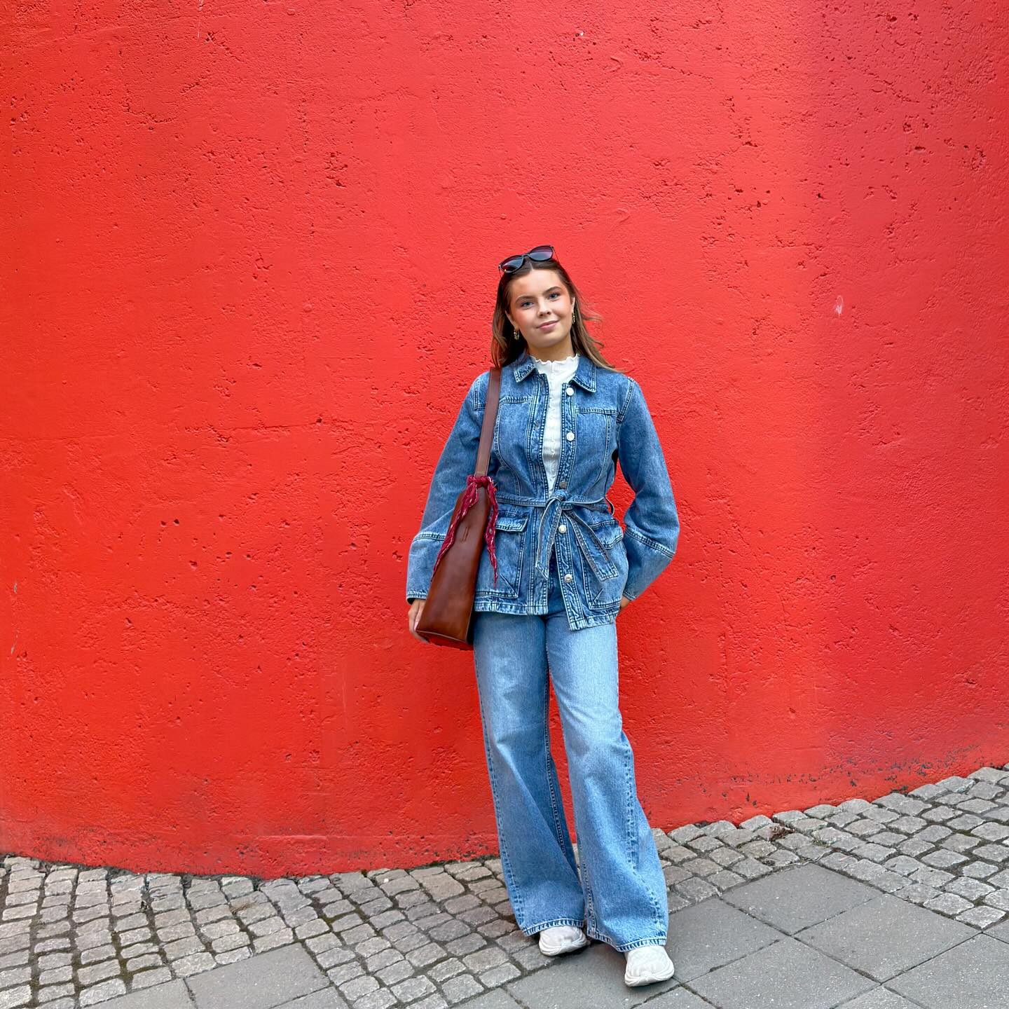 Jeansjacka med bälte - Denim - 9